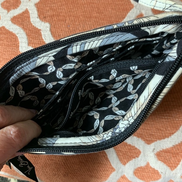 Vera Bradley black gray cream floral wristlet - Picture 2 of 9